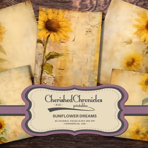 63 Sunflower Dreams Junk Journal Papers, 8.5x11 inch, Boho, Junk Journal Kit, Scrapbooking, Printable, Digital Download, Massive Bundle