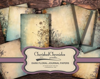 Dark Floral Journal Papers: Gothic Botanical Scrapbook (Digital Download)
