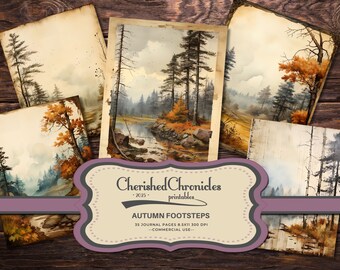 Autumn Footsteps Junk Journal Kit: Vintage Fall Papers