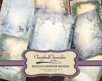 Rococo Winter Woods Junk Journal Kit: Vintage bospapier