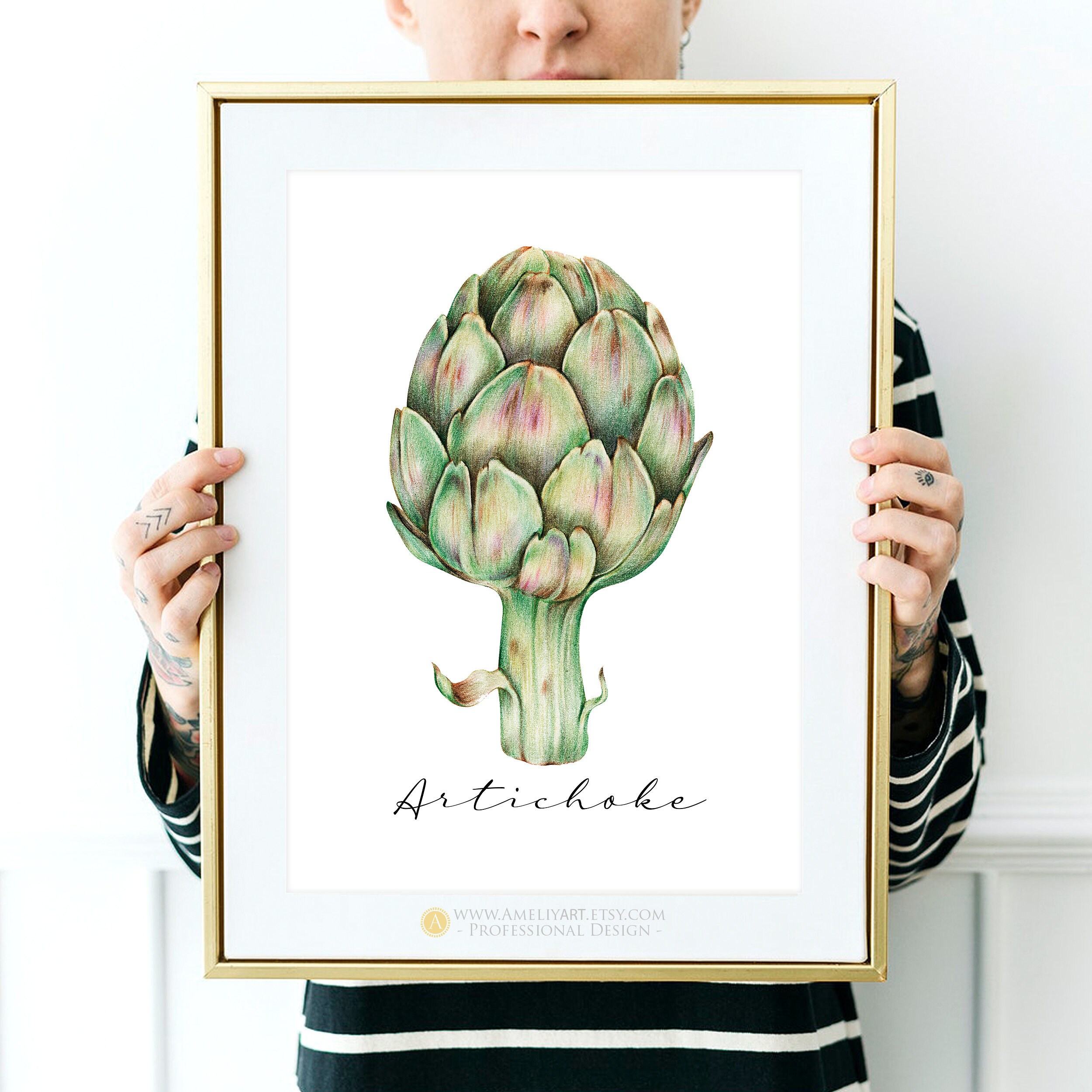 Artichoke printable art print. Hand-drawn Vegetables botanical - Etsy ...