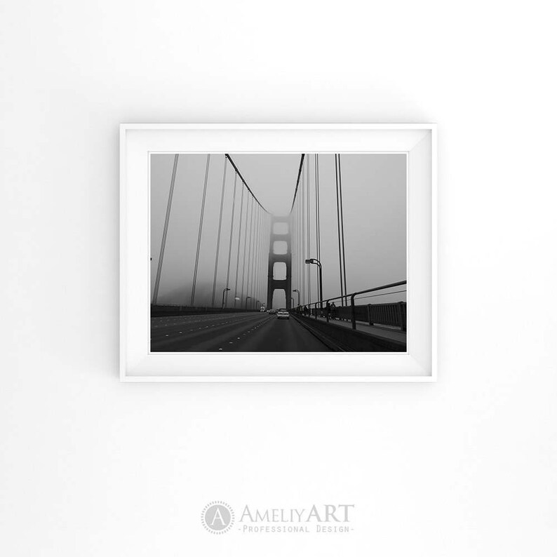 Bridge Print Black & White Print San Francisco Wall Art Golden Etsy