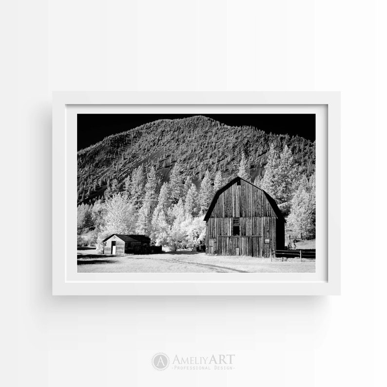 Black and White Farmhouse Print Printable Barn Wall Art Farm Etsy