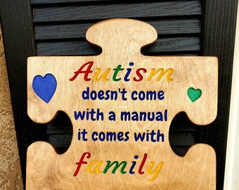 Autism wood engraved sign