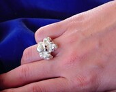 Octopus statement ring, sterling silver with citrine eyes