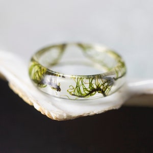 Forest ring with moss Ivy nature ring, Epoxy resin ring, Perfect gift for her, Christmas gift for girl