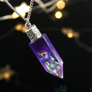 Purple Crystal Necklace Halo Resin Rainbow Crystal Teen - Etsy