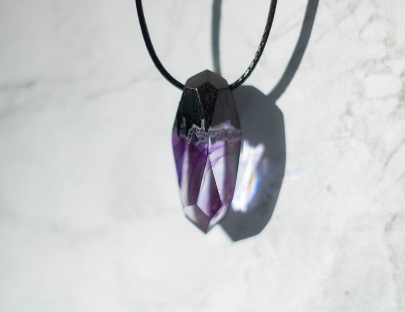 Men's Wood Resin Pendant Necklace Unique Handmade Jewelry, Custom