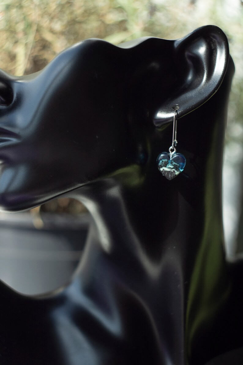 Heart Shaped Dangle Drop Resin Earrings and Pendant Set, Resin Jewelry