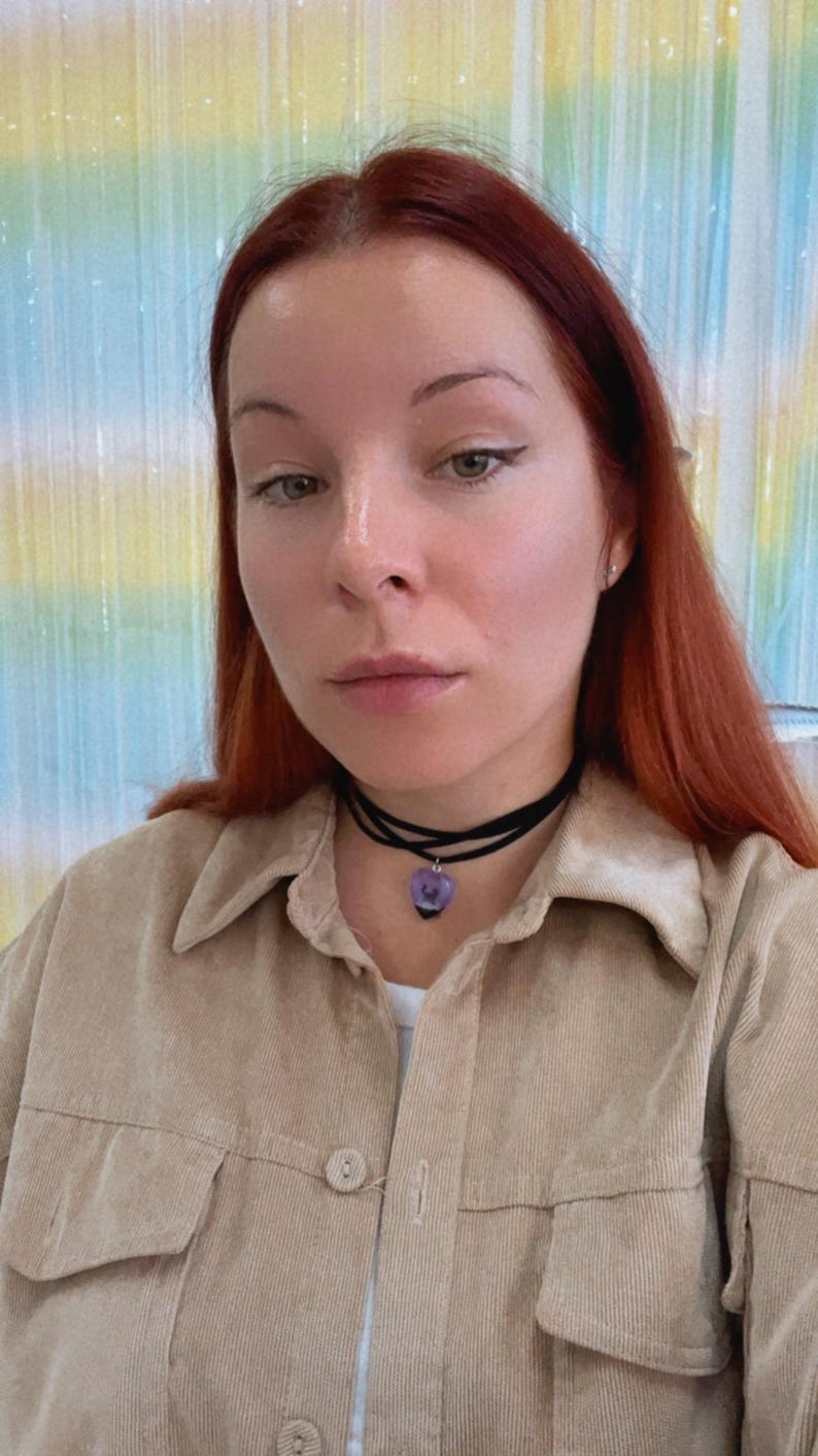 Purple Fox Necklace, Cute Heart Necklace, Wood Resin Jewelry Gift Etsy