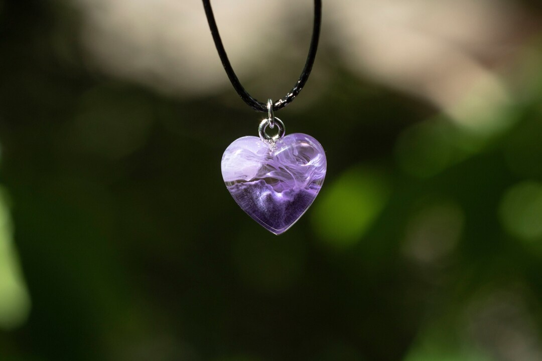 Small purple heart necklace cute glowing jewelry etsy