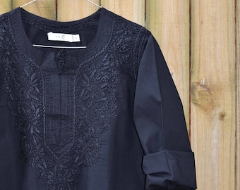 Chikankari Tunic - Black