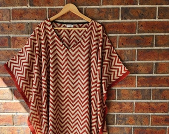 Kaftan - Brick red mountains, Summer Kaftan, Resort wear, Beach Coverup