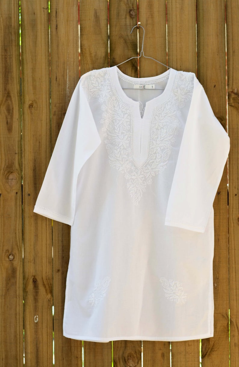 Chikankari Tunic White 画像 2