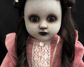 Creepy Doll, Altered Doll, Art Doll, Porcelain Doll, Horror Doll, OOAK Doll, Gothic Doll, Victorian Doll, Vintage Doll, Brown Hair Doll