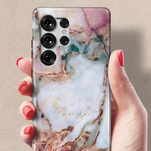 Personalized Monogram Custom Name Granite Case for Galaxy S25 Ultra S25 Plus Samsung Galaxy S24 Plus Galaxy S23 Galaxy S22 S21 Tough Marble
