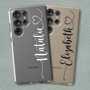 Custom Name Clear Case for Galaxy S25 Ultra S25 Plus S25 S24 S23 Ultra Personalized Galaxy S22 Plus Cursive S21 Ultra S20 Cute Heart