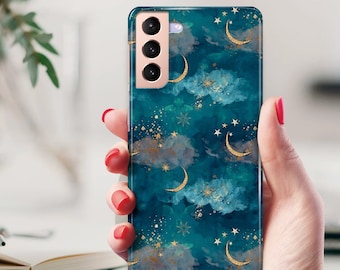 Moon & Stars for Galaxy S24 Ultra Case Galaxy S23 plus case Galaxy S22 Galaxy S21 S20 plus S21 Ultra S10 plus S10e Celestial Mystical Cute