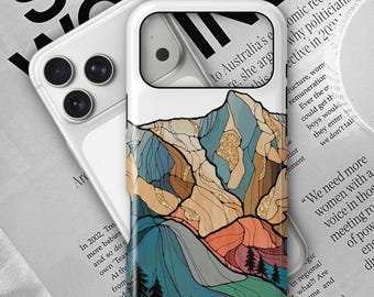 Mountains Phone Case: Abstract Landscape Art, MagSafe Compatible for iPhone 17 Pro Max 16