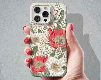 Aesthetic Poppy Flowers for iPhone 15 Pro Max case iPhone 14 Pro case iPhone 14 Plus iPhone 13 Pro Max Floral 12 Pro iPhone 11 cute Magsafe