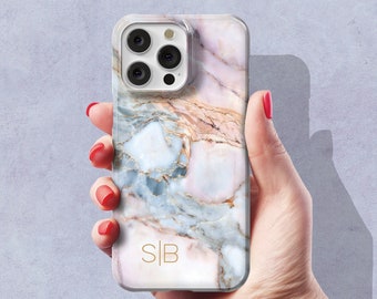 Marble Personalized Monogram Initials Phone Case for iPhone 15 Pro Max iPhone 14 Pro case iPhone 15 Plus, iPhone 13 Pro Max 12 11 XR Magsafe