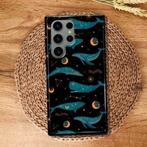 Whale Moon Stars Phone Case: Mystical Galaxy Design
