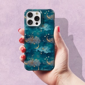 Mystical Moon and Stars Phone Case for iPhone 16 Pro Max iPhone 16 Pro case iPhone 15 Plus, iPhone 14 Pro Max iPhone 13 12 11 Tough Magsafe