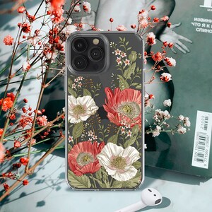 Vintage Floral iPhone 14 Pro Max Clear Case, iPhone 13 Pro, iPhone 13 Mini case, iPhone 14 Plus, iPhone 12 Mini 11 Pro Max XR XS X Aesthetic