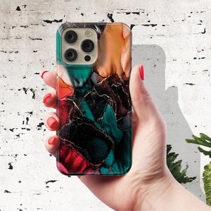 Alcohol Ink Marble Phone Case for iPhone 16 Pro Max iPhone 16 Plus iPhone 15 Pro case iPhone 14 Plus, iPhone 13 Pro Max 12 11 Tough MagSafe