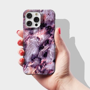 Marble Deep Purple Phone Case for iPhone 16 Pro Max iPhone 16 Pro iPhone 15 Pro Max iPhone 14 Pro iPhone 13 Pro Max 12 11 Tough MagSafe