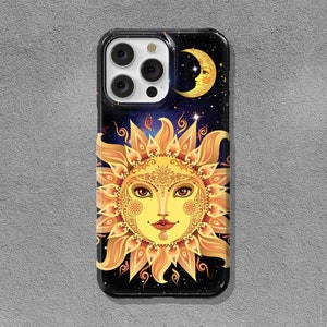Sun & Moon Phone Case for iPhone 16 Pro Max iPhone 16 Pro iPhone 16 Plus iPhone 15 Plus iPhone 14 Pro Max iPhone 13 12 11 Mystical Magsafe