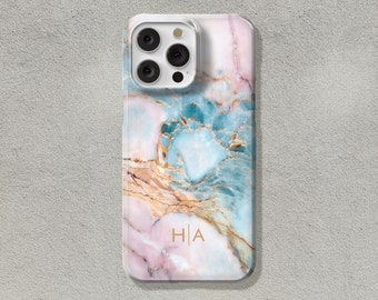 Monogram Marble iPhone Case: Personalized Initials, MagSafe Compatible