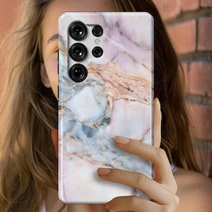 Rose Granite Marble Case for Galaxy S25 Ultra Galaxy S25 Plus Samsung Galaxy S24 Ultra Galaxy S23 Galaxy S22 S21 Aesthetic Cute