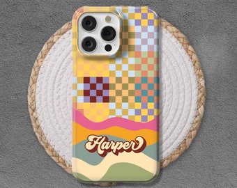 Personalized Checkerboard for iPhone 14 Pro Max case Custom Name iPhone 13 Pro iPhone 14 Plus Monogram 12 Pro Max iPhone 11 XR Magsafe retro