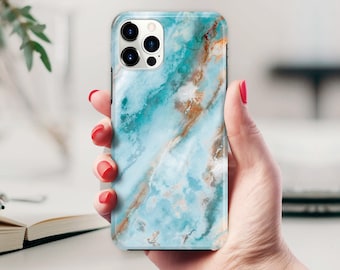 Marble Turquoise Phone Case for iPhone 15 Pro iPhone 15 Pro Max iPhone 15 Plus iPhone 14 Pro iPhone 13 Pro Max iPhone 12 iPhone 11 MagSafe