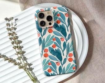 Citrus Floral iPhone Case for iPhone 16 Pro iPhone 16 Pro Max iPhone 15 Pro Max iPhone 14 Pro iPhone 13 iPhone 12 Pro iPhone 11 Cute MagSafe