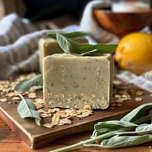 Lemon Citrus Soap | Sage Soap | Cold Process Soap | Oatmeal & Lemon Peel | Natural Glow | Citrus Zest | Oily skin Soap | Vegan
