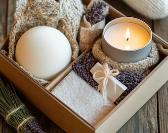 Organic Tea Gift Box with Soy Candle: Self Care Box, Thank You Gift,