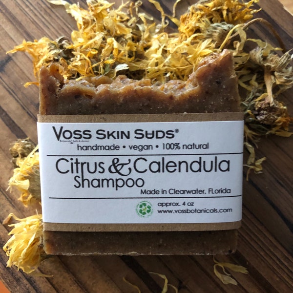 Shampoo Bar - Citrus - Calendula - Zero Waste - Vegan - Plastic Free - SLS Free - Citrus Fresh - Palm Free - Extra Bubbles - Eco Friendly