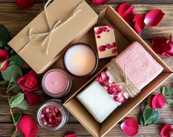 Romantisches Rosen-Spa-Geschenkset: Vegane Self-Care-Verwöhnbox