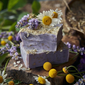 Lavender Soap Natural Soap Handmade Cold Process Soap Vegan Organic Lavender flowers Calming Gift for Her Gift for Him image 1
