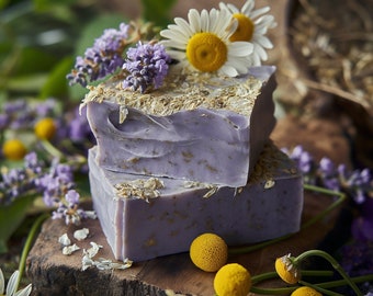 Handmade Lavender Soap: Vegan Cold Process Soap with Organic Flowers