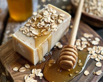 Honey Oatmeal Soap Bar | Natural Exfoliating Soap | Handmade Vegan | Sensitive Skin Cleanser | Moisturizing Body Soap Gift| Dry Skin Relief