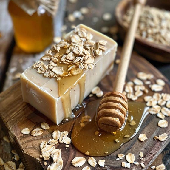 Honey Oatmeal Soap Bar | Natural Exfoliating Soap | Handmade Vegan | Sensitive Skin Cleanser | Moisturizing Body Soap Gift| Dry Skin Relief