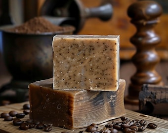 Coffee Soap | Vanilla Coffee Bean Soap | Natural | Handmade Soap | Cold Process Soap | Vegan | Exfoliating | Scrub Soap | Coffee Lover Soap