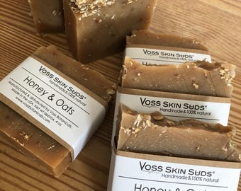 Raw Honey Oatmeal Soap Bar | Luxury Honey Milk & Oats Soap | Handmade Body Cleanser | Honey and Sugar Scrub | Oats Milk Honey Bath Bomb