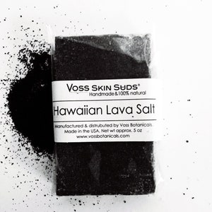 Salt Soap | Hawaiian Black Lava - Charcoal Soap | Exfoliating Salt Bar | Vegan Soap | Black Salt Soap | Detox | Organic Charcoal Soap | Spa