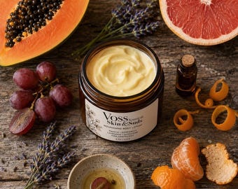 Natural Body Lotion, Face & Body Moisturizer, Vegan Citrus Botanical Lotion, Papaya Lavender Grapefruit, Handmade Skin Care