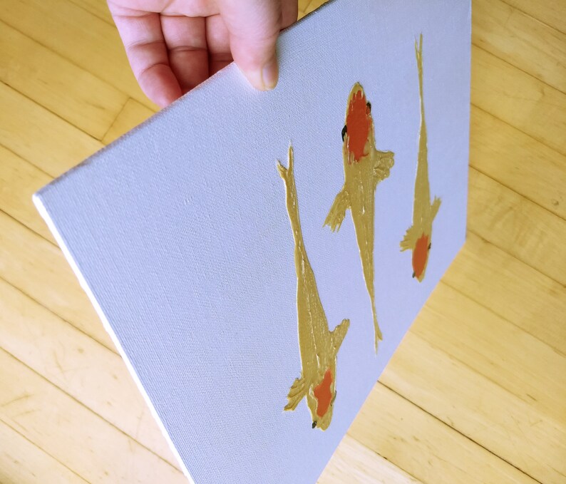 Koi wall art Modern koi painting original koi artwork unique fish art Japanese koi Tancho koi koi wall hanging prism paint art fish decor image 6