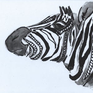 Zebra watercolor painting, African animal art, safari print, zoo wall art, Zebra art print, Zebra nursery decor, 8x10 acrylic black white